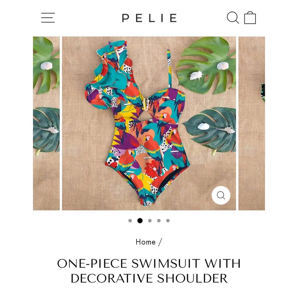 Nwot‎ Pelie Multicolored Parrot One piece Unique Swimsuit Size Medium
